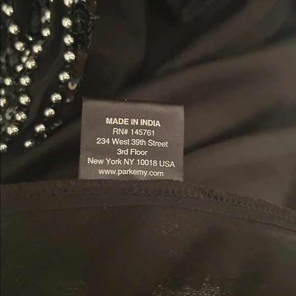 Parker Black Fully Beaded Art Deco Evening Gown Mesh Illusion Maxi Dress Size 4 - Picture 12 of 14